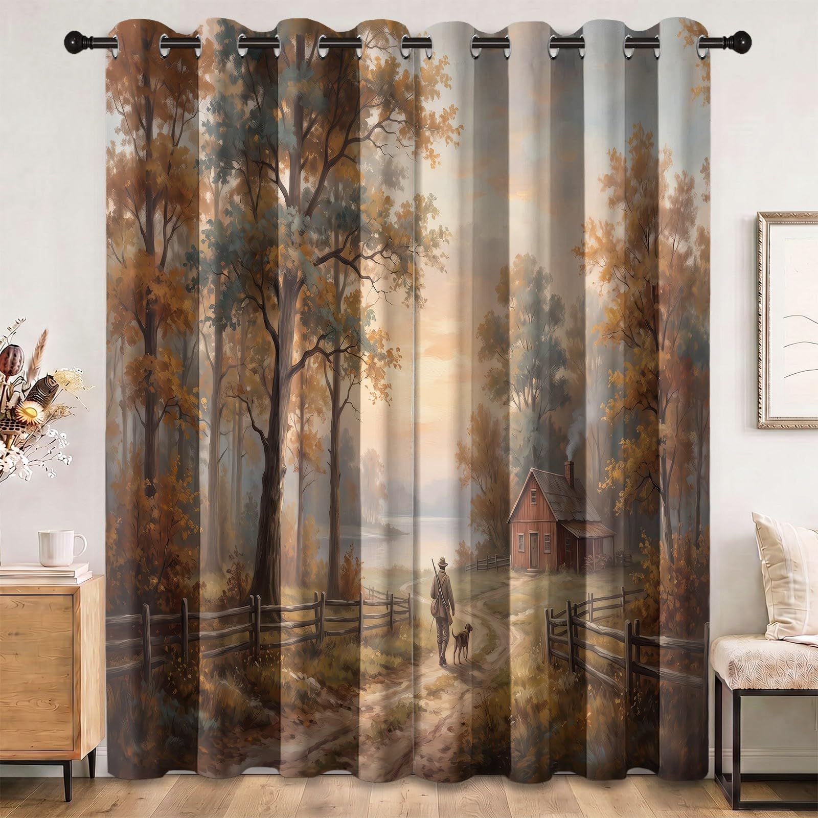 Vintage Ländlicher Vorhänge Verdunkelungsvorhang H245 x B100 cm 2er Set