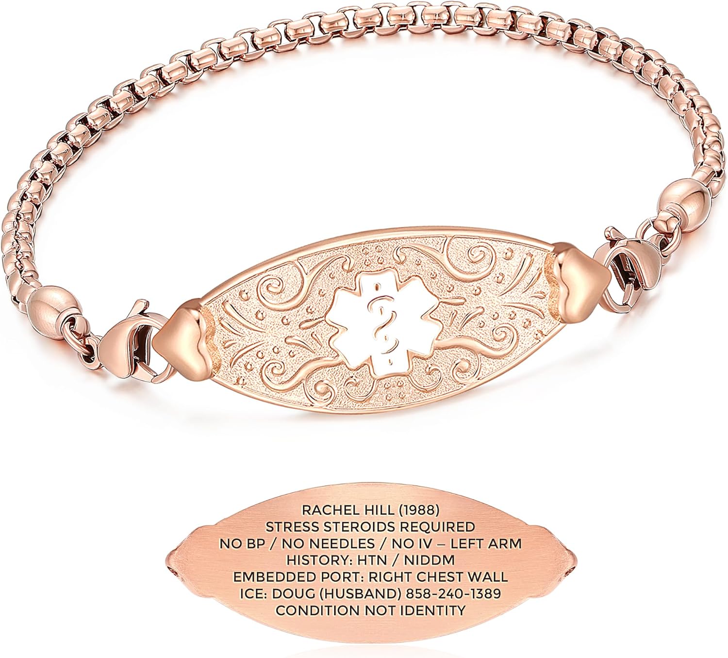 Divoti Custom Medical Alert Bracelet for Women – Elegant Stainless Steel ID Jewelry – Free 6-Line Personalized Engraving – Fits 6.25 to 8.75" – Emergency MedicAlert for Diabetes, Blood Thinner, Pacemaker & Fall Risk | Style