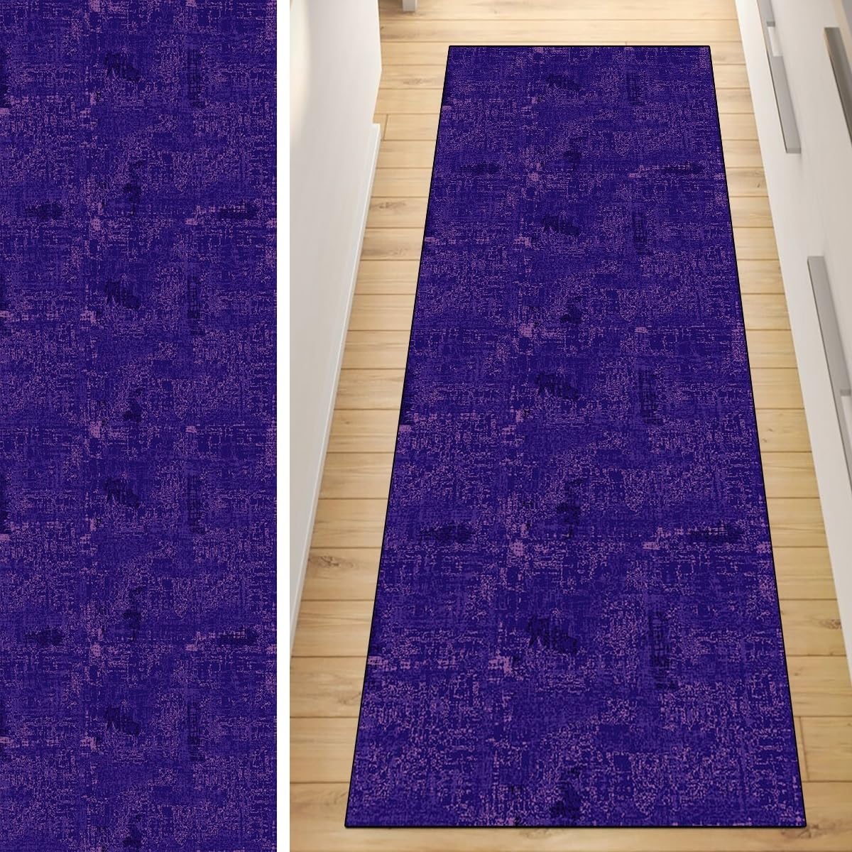 Alfombra pasillo cocina antideslizante morada lavable de 100x250cm