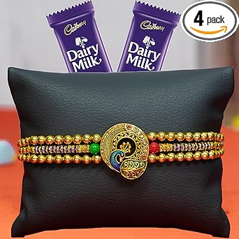 Canton Rakhi Set For Brother With Chocolate Gift Hamper, Rakhi With Cadbury Dairy Milk, Pack of 1 Designer Rakhi For brother (Design-18), 50 grams - image, photos