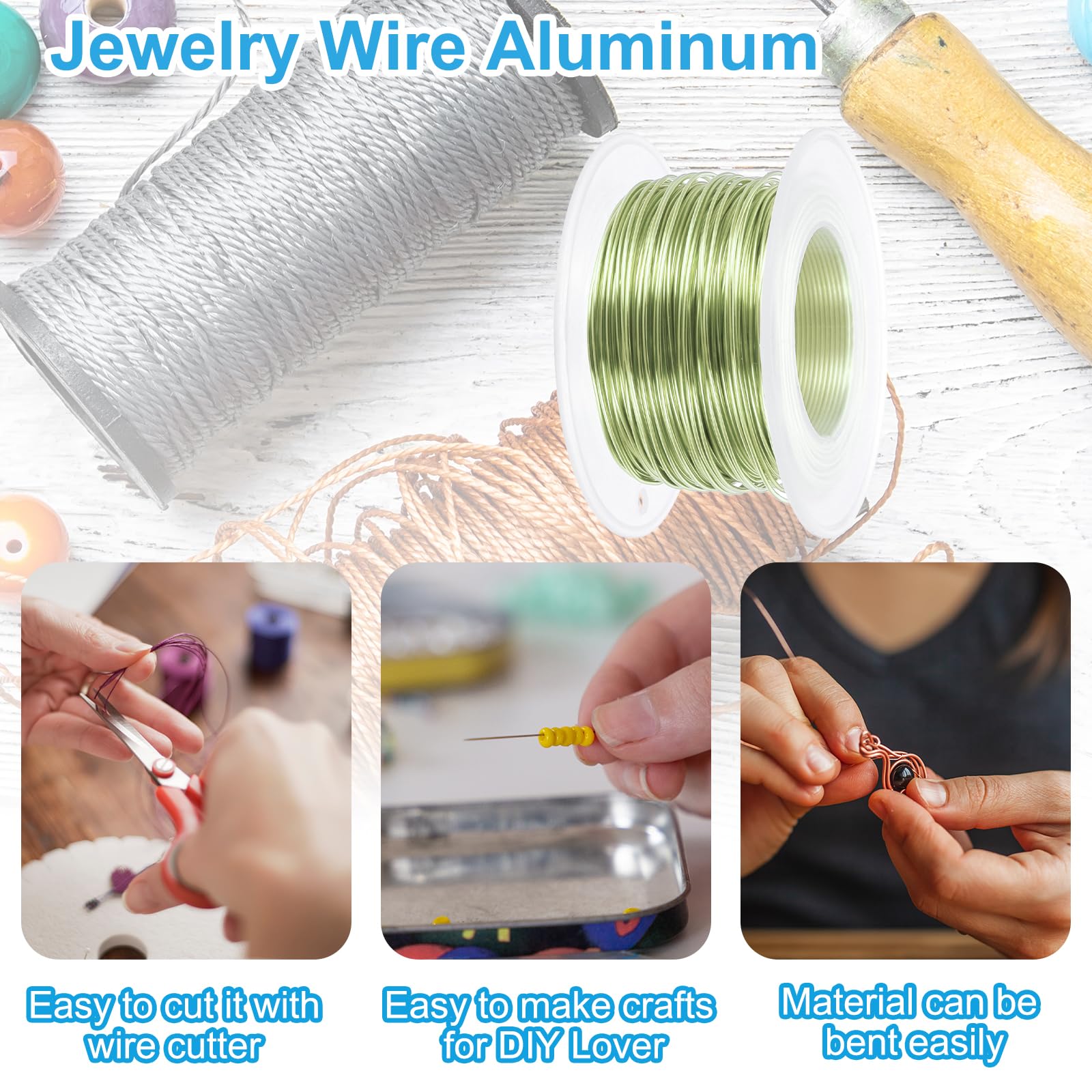 PATIKIL 10 Gauge 2.5mm Aluminum Craft Wire, 32.8 Ft Metal Wire Armature Bendable Wire for Jewelry Making Metal Wrap DIY Grass Green - Image 3