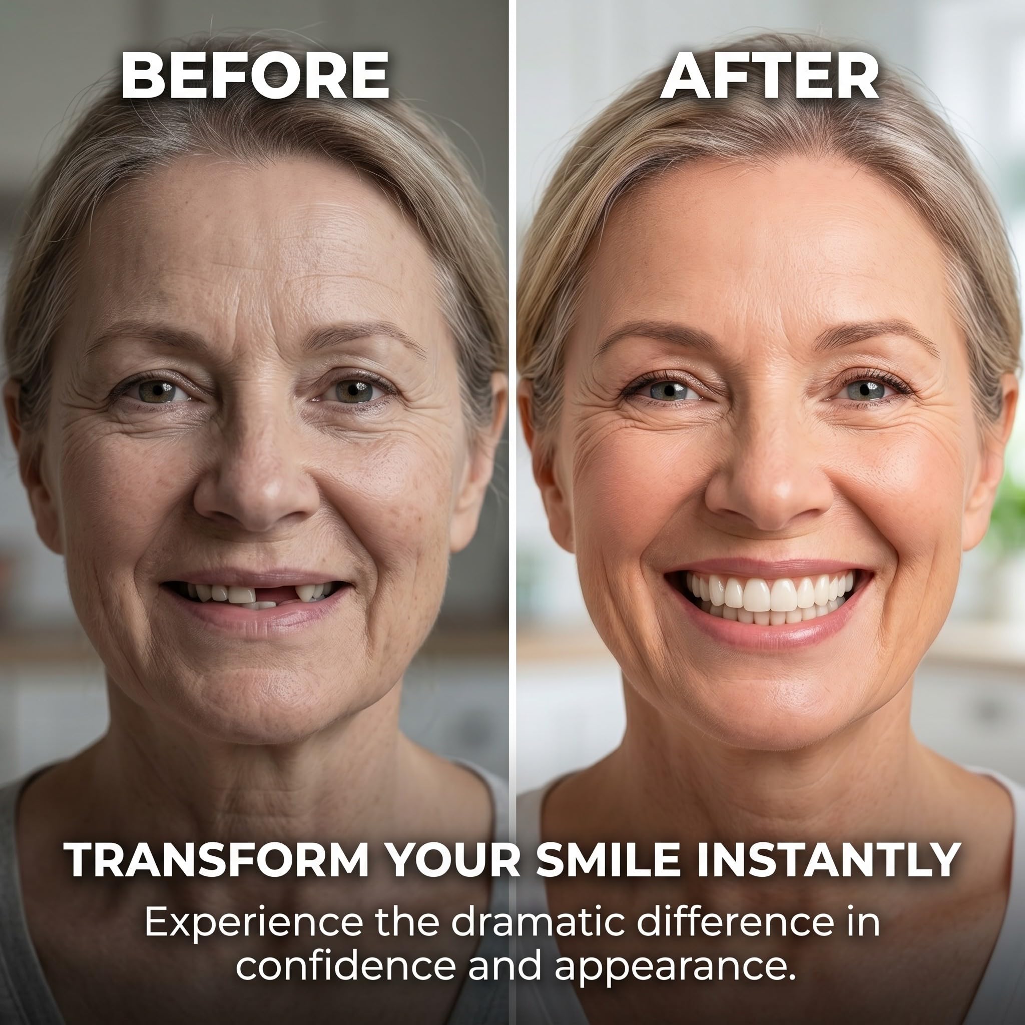 Prothèse Dentaire Cosmétique Sourire Prothèses Dentaires, Dents de Placage Instantanées Facettes Dentaires Amovibles, Blanchiment Fausses Dents Temporaires Haut Bas, Lot de 1