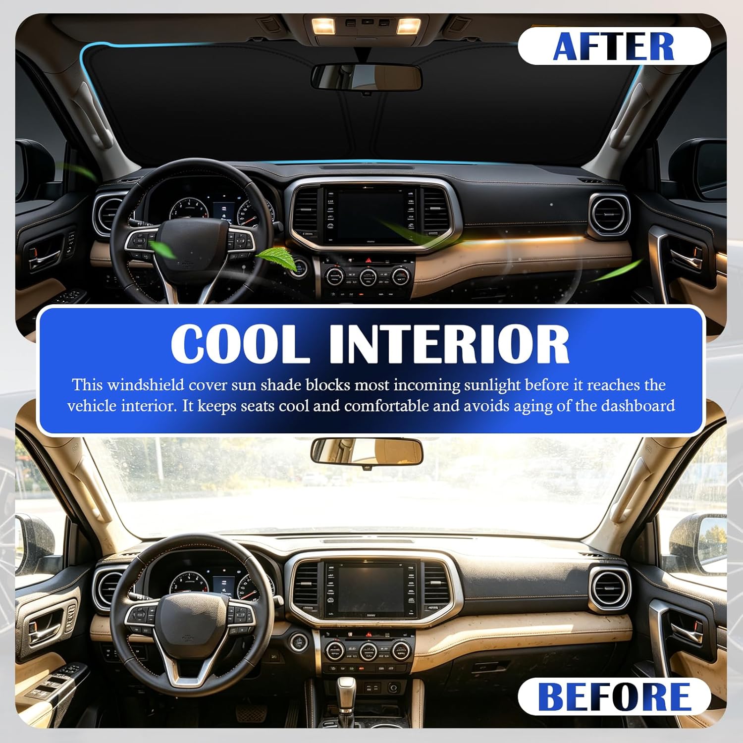 Car Windshield Sun Shade Compatible with Toyota Corolla,Oxford Cloth Car Sun Shade with Foldable Design,Summer Essentials Suns Shades for Cars Windshield with Storage Bag
