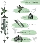 35" Chimes à vent colibris pour l'extérieur, Chimes de vent pour la fête des mères, Cadeau commémoratif pour la clairance extérieure Jardin Porch Patio Maison Décorations de cour de jardin