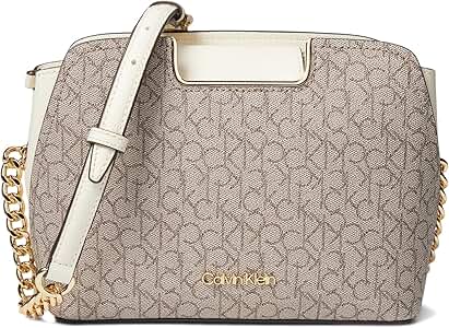   Finley Signature Crossbody カジュアル Calvin Klein Finley Signature Crossbody, Brown/Khaki/Black