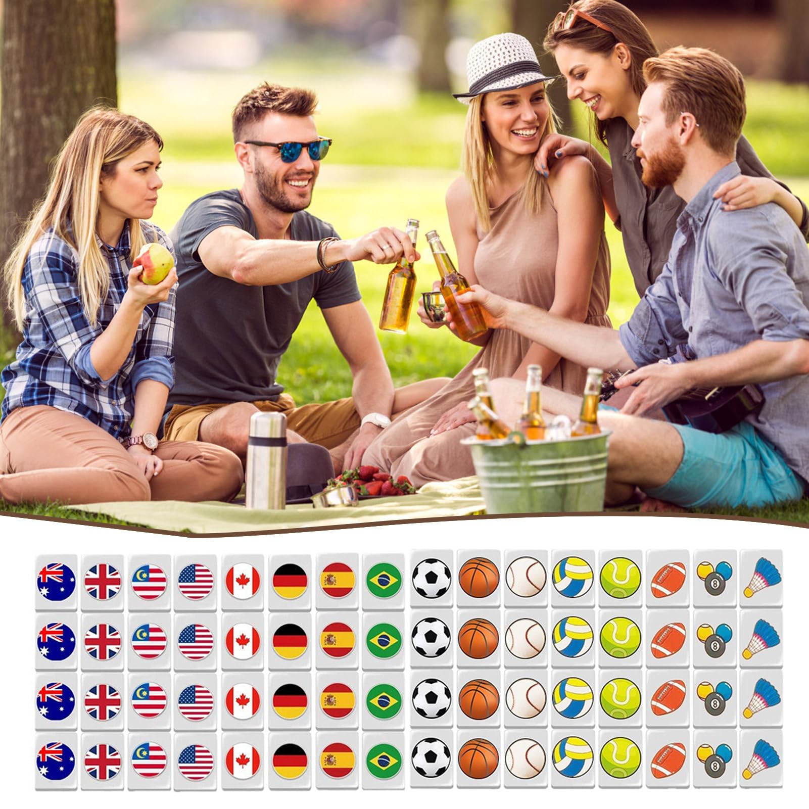 Générique Mahjong-Spielset, Mahjong- -Set | Ziegelspiele mit Flaggenmotiv | – Partyspiel, Puzzle aus Fluchtblock am Meer, Gesellschaftsspiele