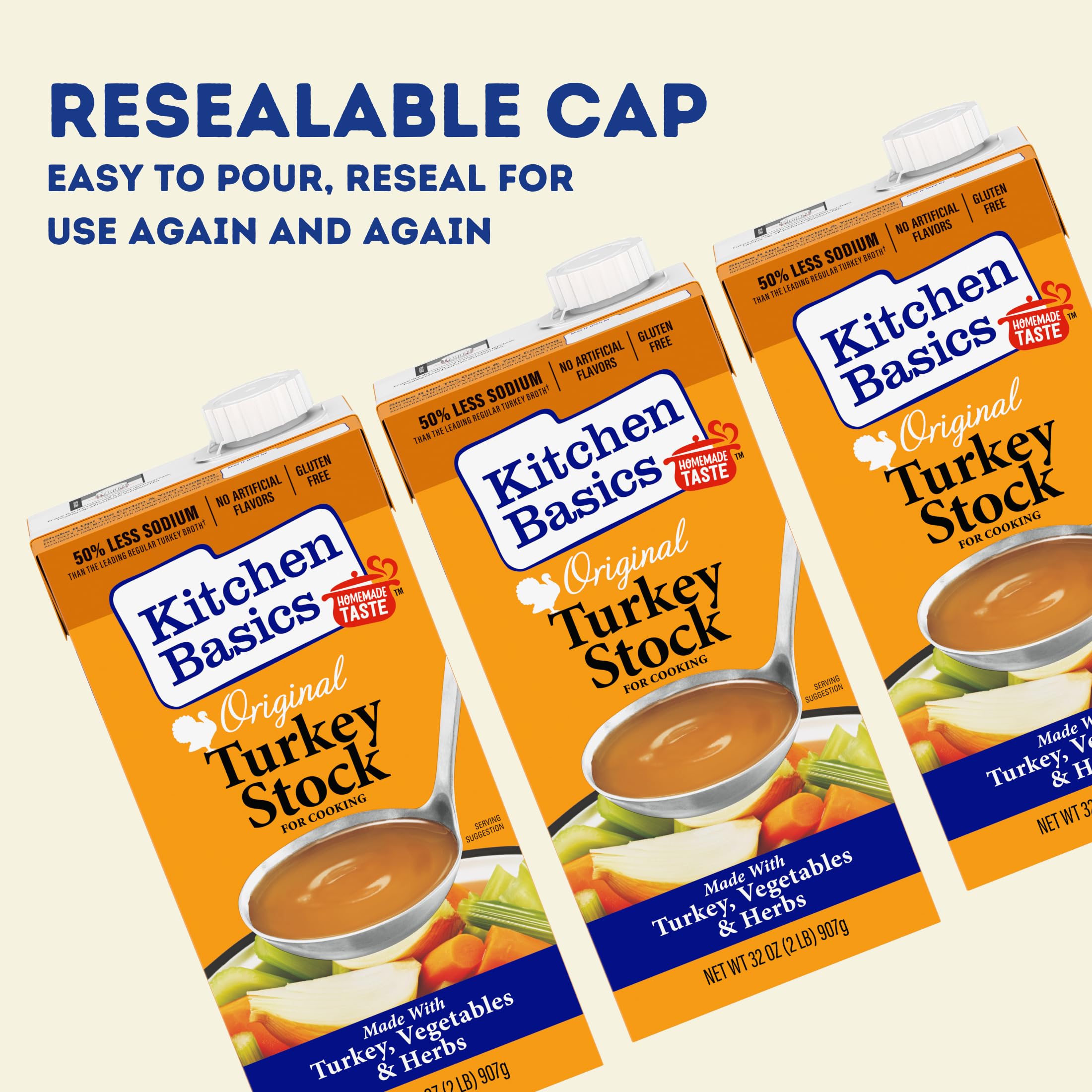 Kitchen Basics Turkey Stock - 32 oz Carton, The Perfect Base for Your Savory Kitchen Recipes and Stocking Up
