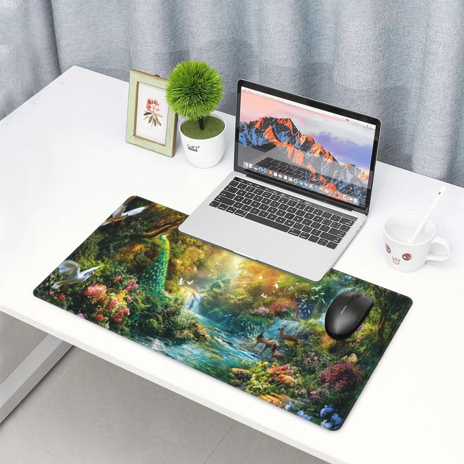 Kolorowa podkładka pod mysz Podkładka pod mysz do gier Duża XXL Krajobraz 1400 x 600 x 3 mm Wodoodporna mata biurkowa, szyta krawędź, bardzo duża tkanina podkładka na biurko, dla graczy, akcesoria do