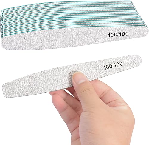 15 limas de uñas de grano 100100 para uñas acrílicas naturales, tableros de esmeril grueso de doble cara para uñas naturales, suministros de