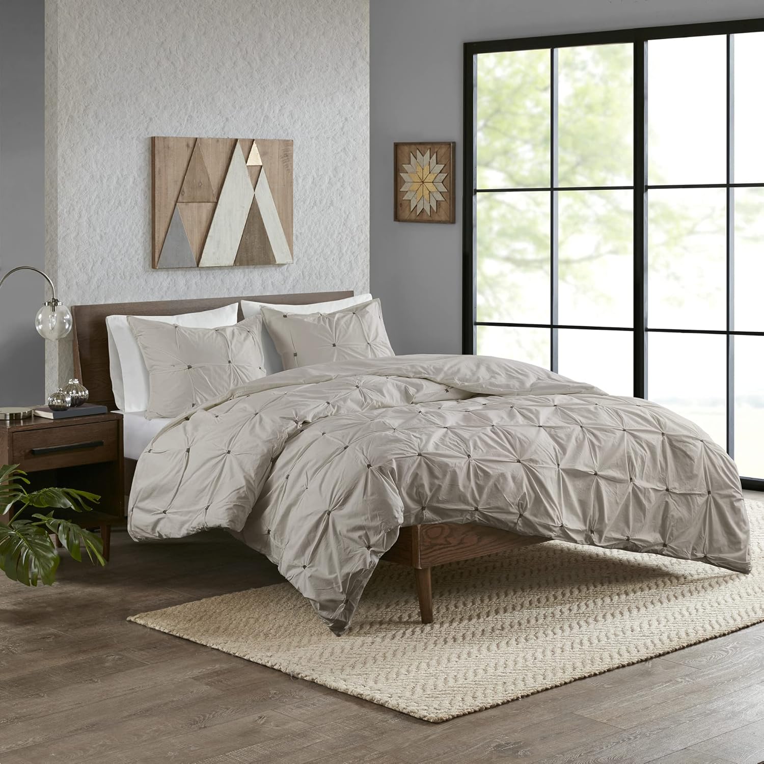 Buy 1 get 1 🔥 INK+IVY Masie All Season Down Alternative Cozy Bedding with Matching Shams, Full/Queen, Gray 3 Piece