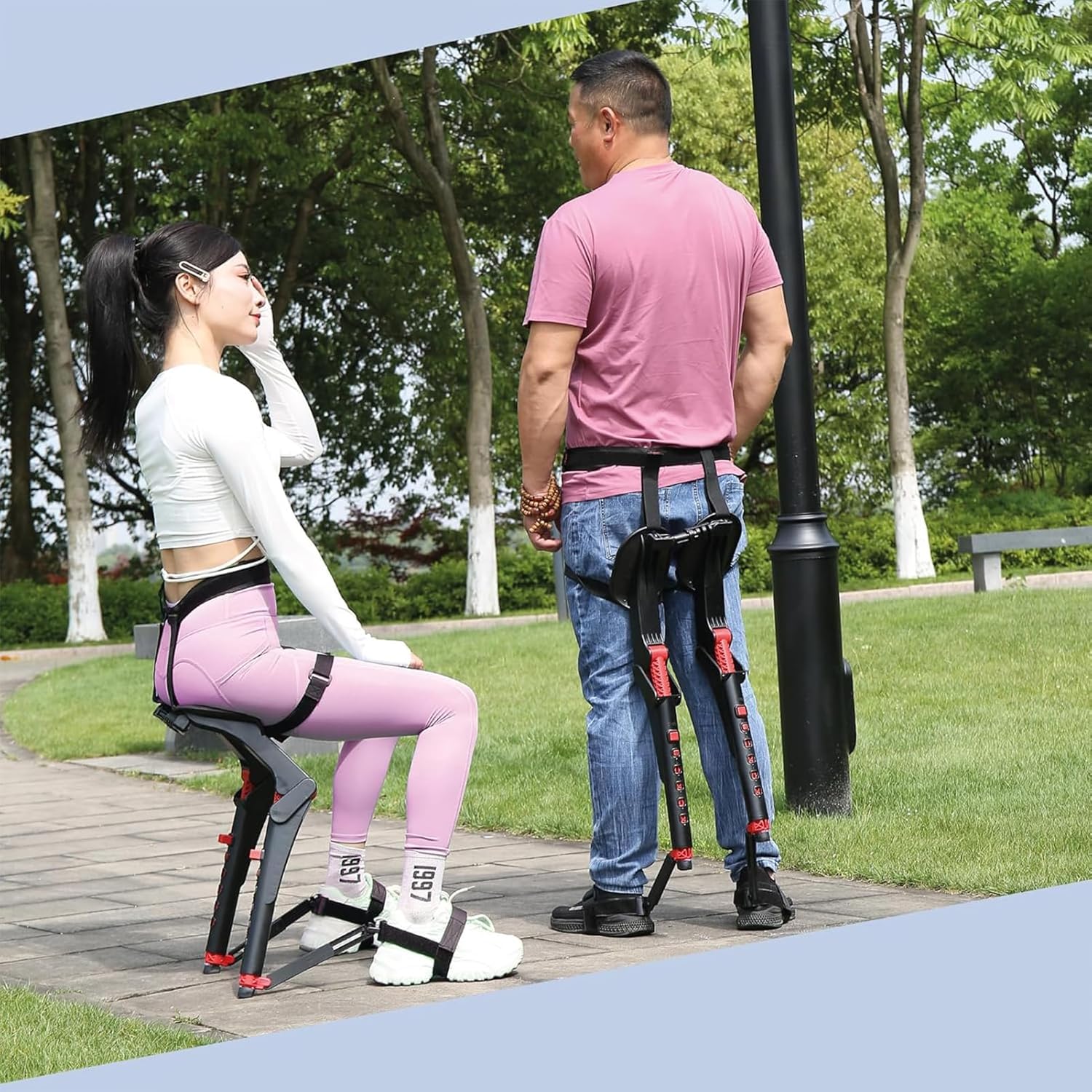 Wearable Invisible Chair Outdoor Adjustable Seat Chair Pants Folding Fishing Stool Anytime Anywhere Camping Stool Leg Ergonomics Lightweight Seat