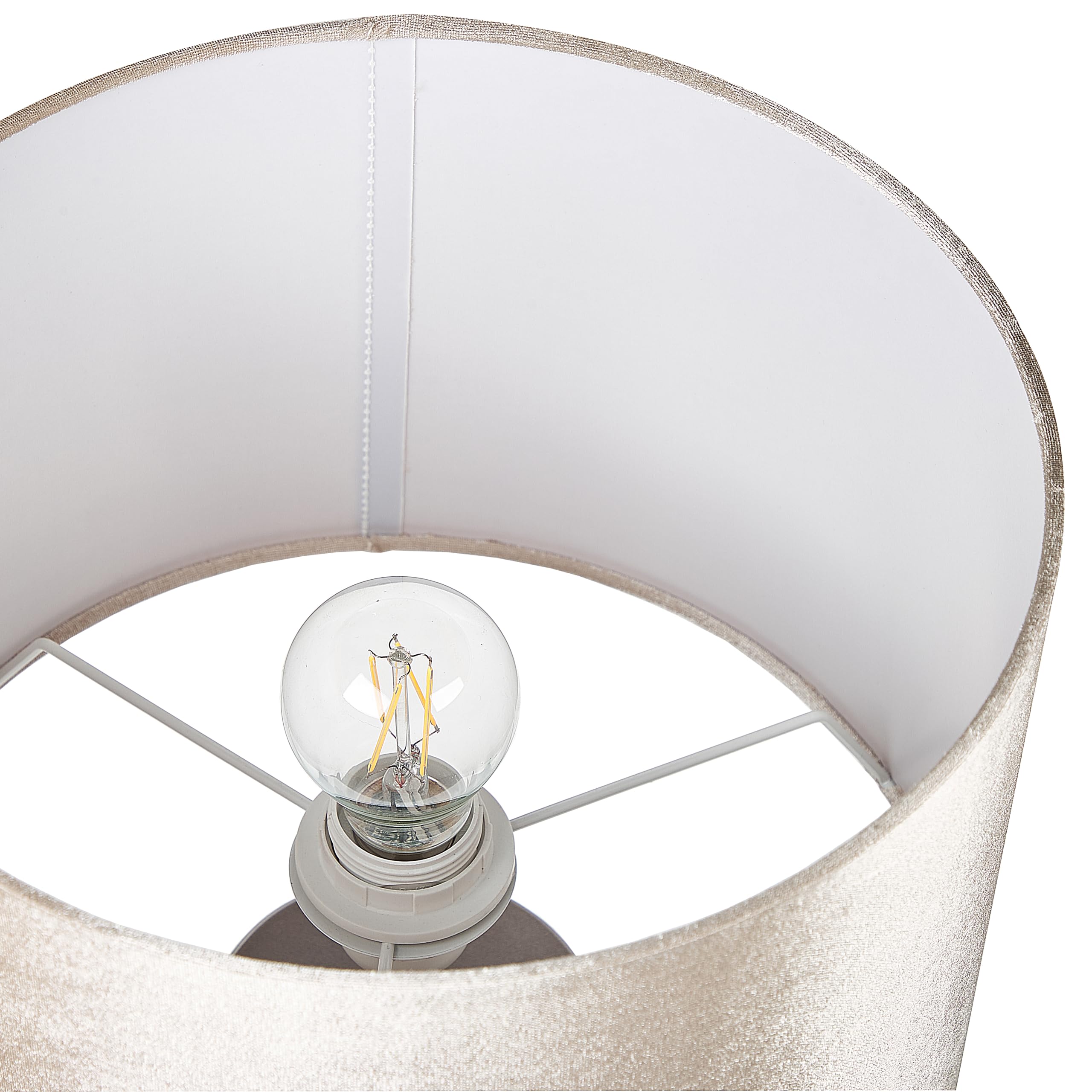 Beliani Tischlampe 50 cm Keramik geometrisch Schirm Samt gold Kabel mit Schalter Sankuru