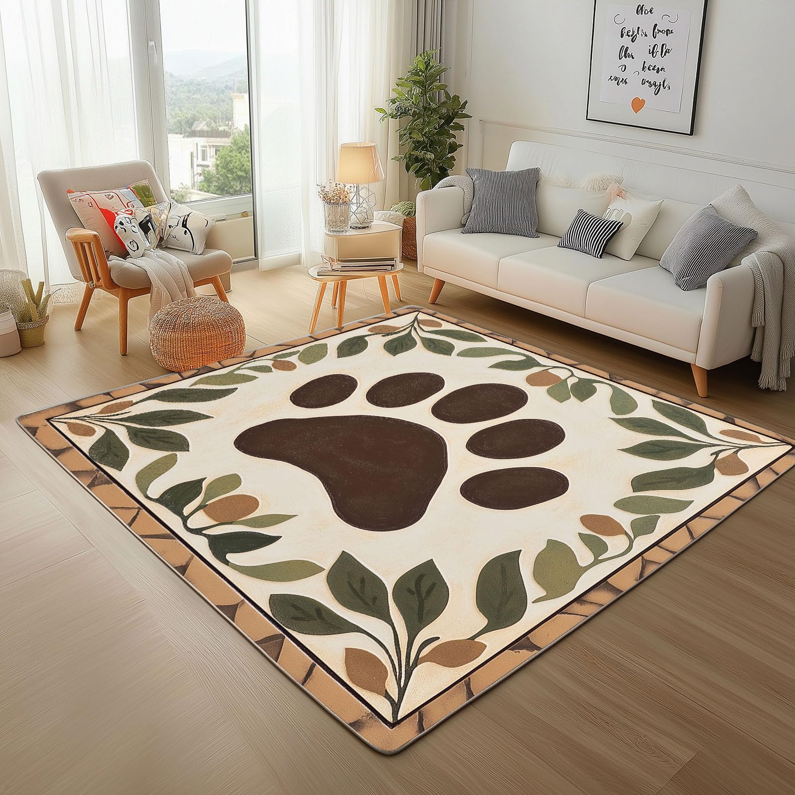 Tapis de salon 160x230cm doux pour une chambre nature aux motifs d'ours