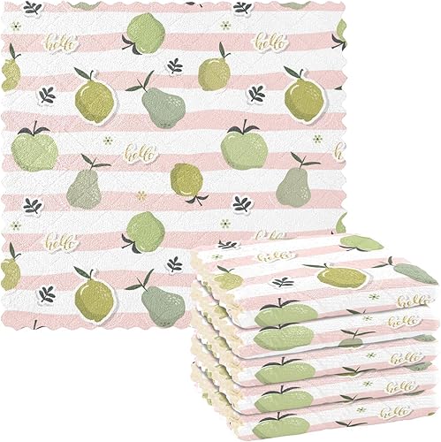 linqin Summer Fruits Tropical Quality Decorative Microfiber Towels for Kitchen Quick Dry Set of 6 Car Cleaning Cloth Reusable for Countertop Table