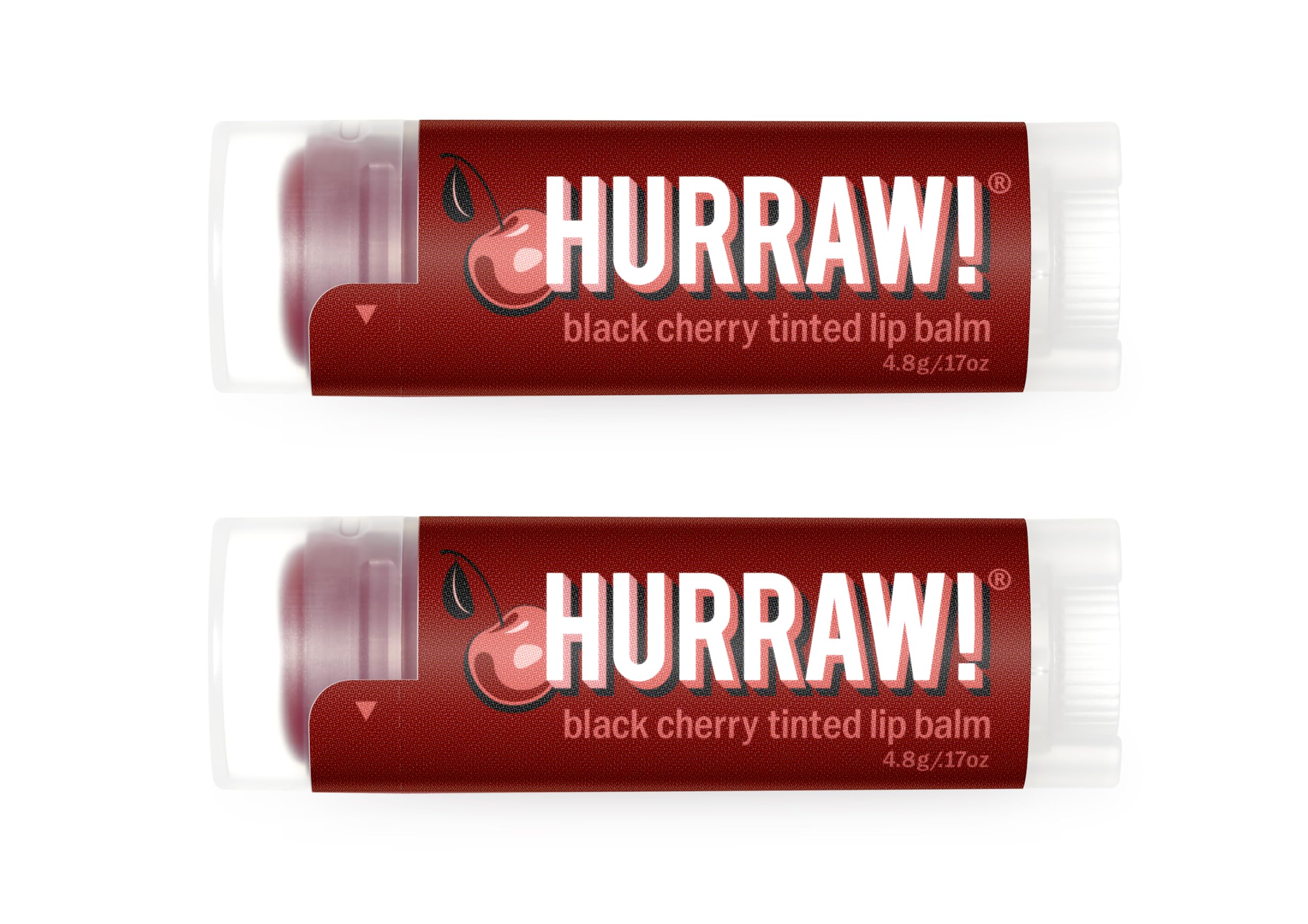 Black Cherry Tinted Lip Balm, 2 Pack: (Sheer Red Tint) Organic, Certified Vegan, Cruelty and Gluten Free. Non-GMO, 100% Natural Ingredients. Bee, Shea, Soy and Palm Free. Made in USA