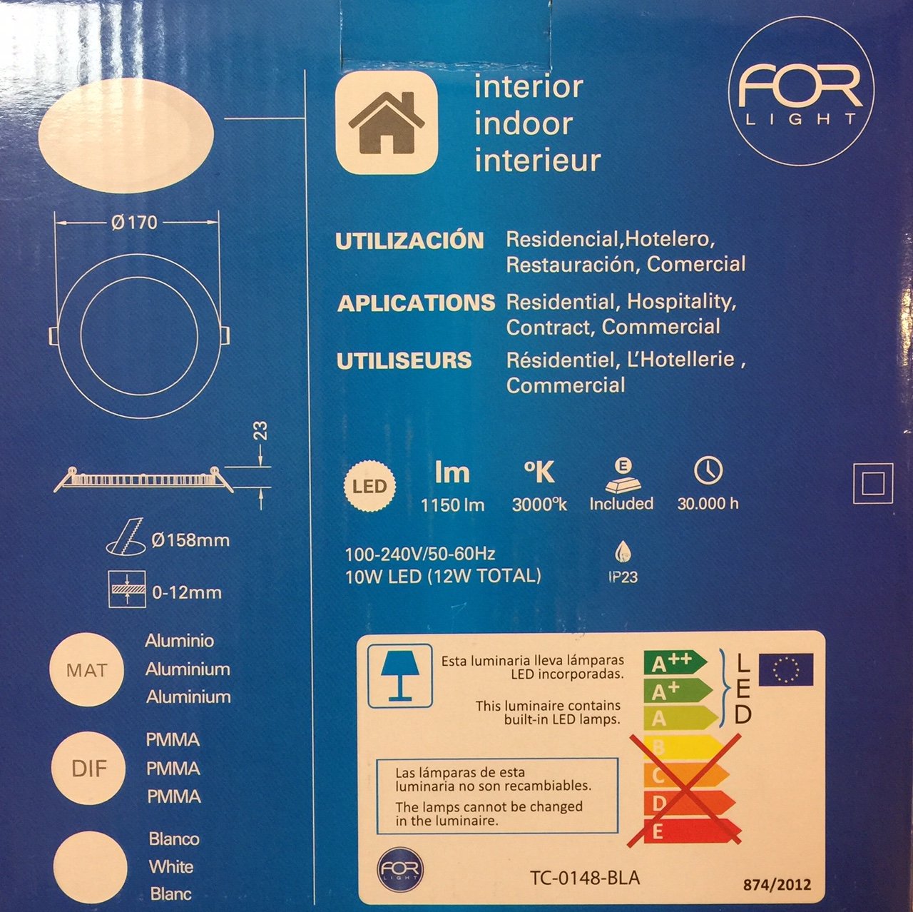 FORLIGHT Easy - Downlight empotrable redondo LED integrado Blanco mate - Blanco cálido