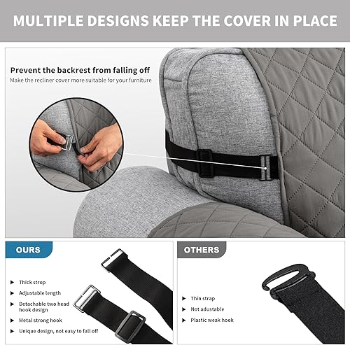 Miniatura 4 de UNBBRRL Funda de sofá reversible para perros y gatos, funda impermeable para muebles para mascotas y niños, protector de sofá con correas elásticas