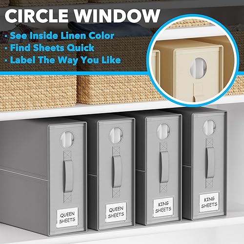 Miniatura 4 de Paquete de 4 organizadores de sábanas y almacenamiento, organizador de carpetas de sábanas para armario de lino, juego de sábanas plegables XL