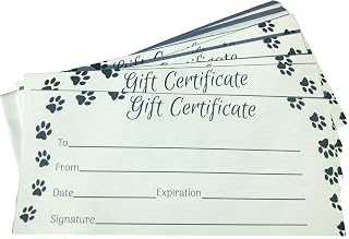 25 Paw Print Gift Certificates for Business with Envelopes (4X9 Inch) Dog Grooming Gift certificates for Dog Groomers, Grooming Salons, Veterinary, and Other pet Professionals