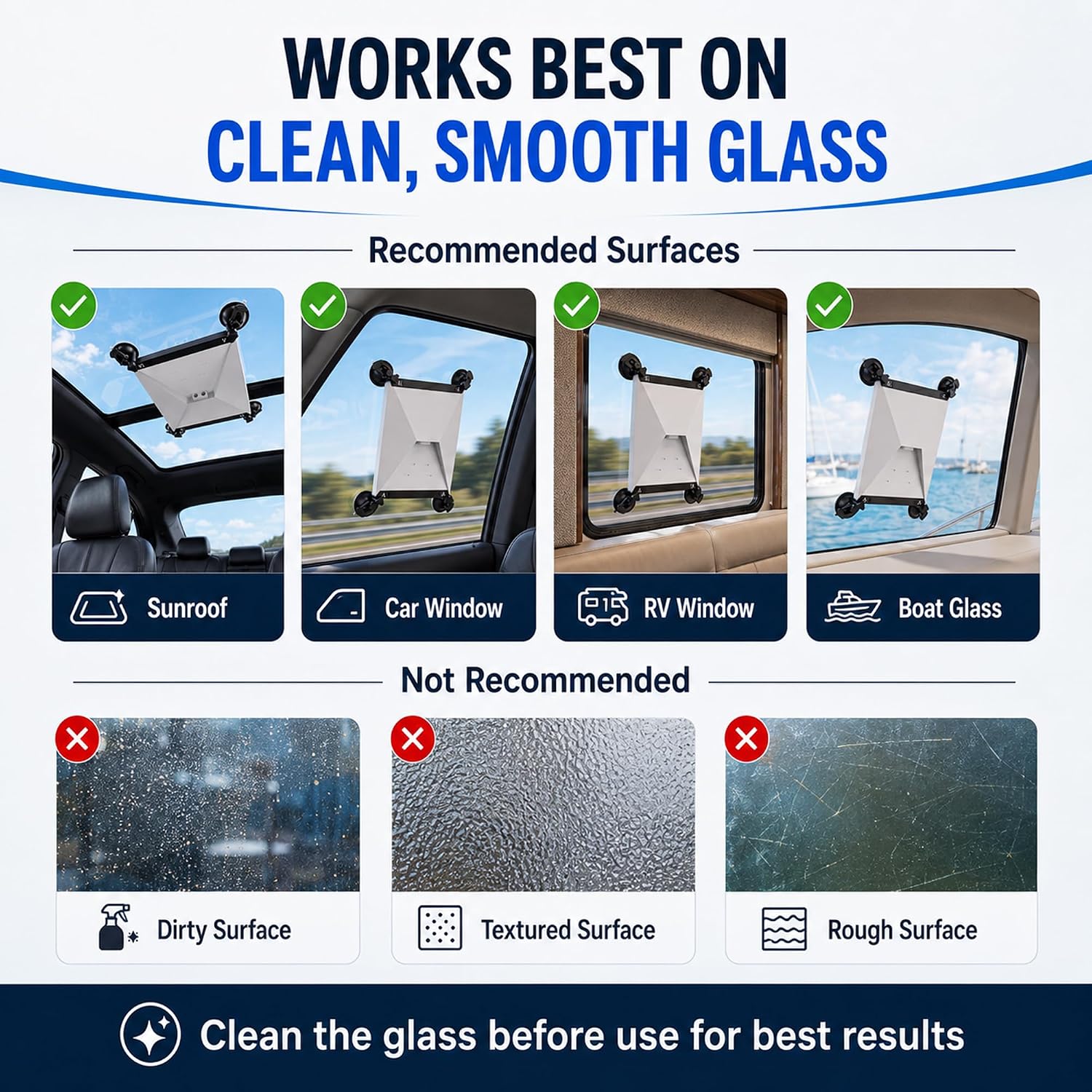 Starlink Mini Mount, Suction Cup Glass Mount, Heavy Duty Base