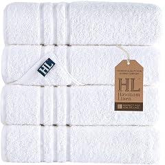 Hawmam Linen White Bath Towels 4 Pack 27 x 54 Inches 100 Turkish Cotton Soft Lightweight and Highly