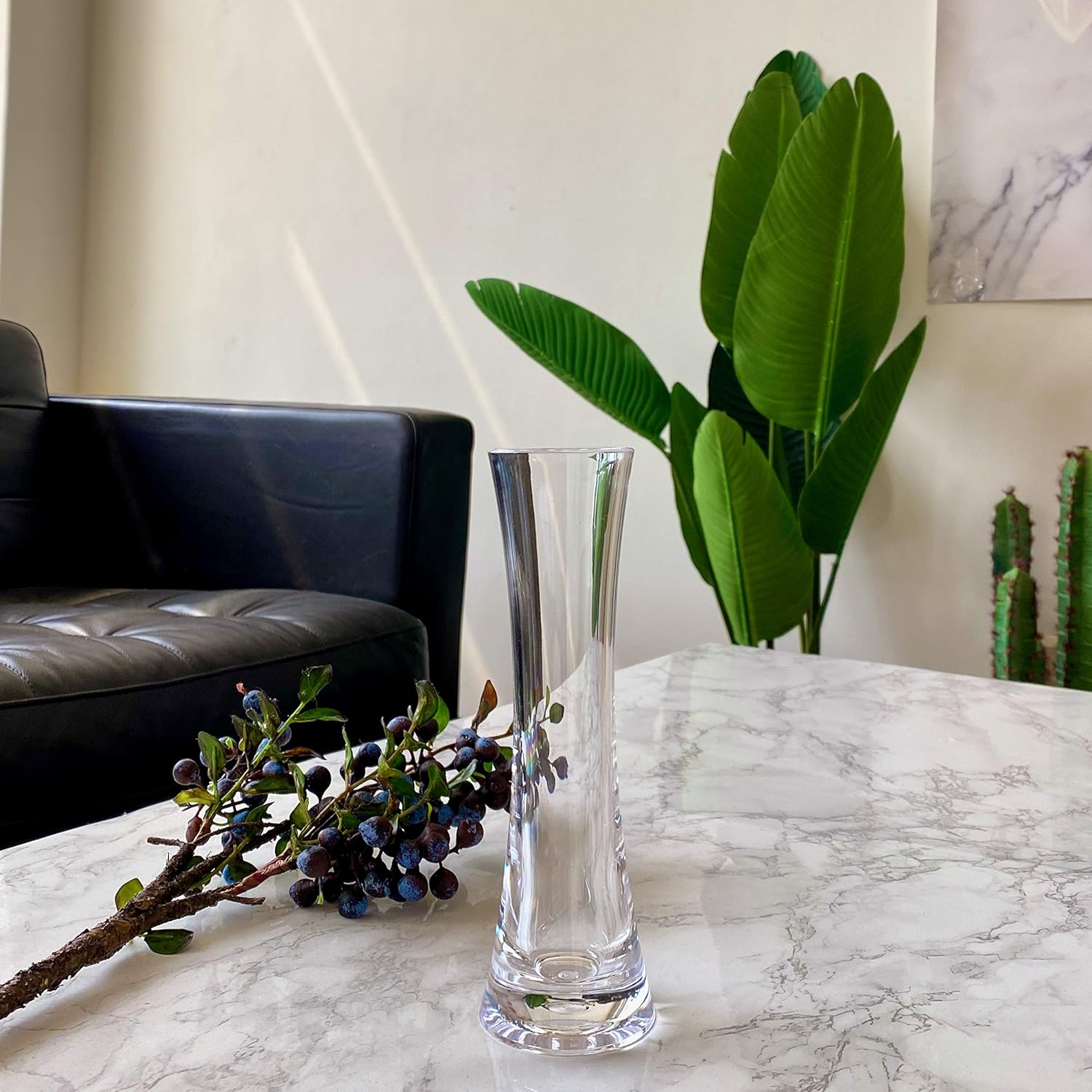 KLIFA- Small Acrylic Round Bud Vase, Shatterproof, High Transparency, Plastic Single Stem Vase, Clear, Hight 7.52 inch, 1 pc - Image 5