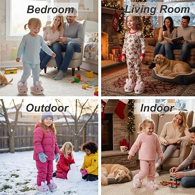 Toddler Girls Slippers Boys Girls Fluffy Home Slippers Winter Warm Indoor Cute Bunny Shoes