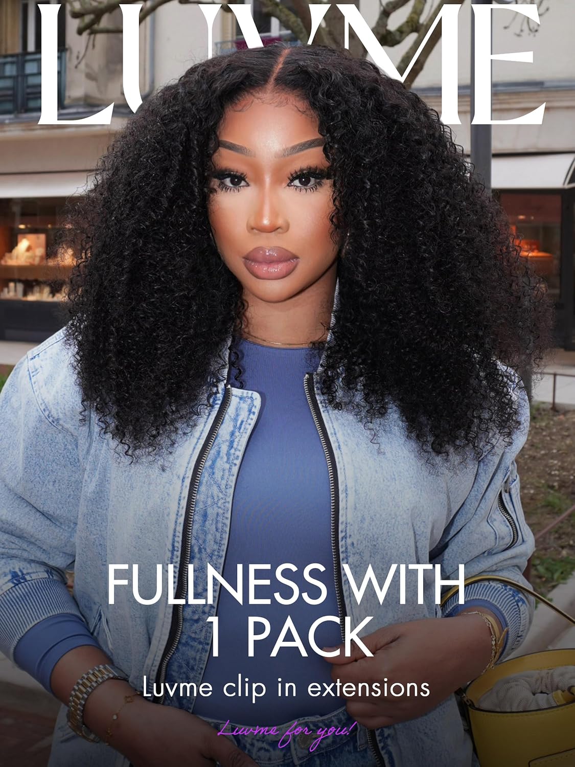 LUVME HAIR Curly Clip in Hair Extensions Real Human Hair Fullness with 1 Pack 135g Natural Kinky-Curly Hair Extensions for Thin Hair 7pcs 16clips 20 inch