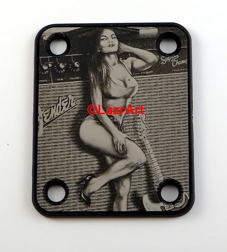 Laser Girl 611sexy, placa cuello para guitarra Fender estilo, grabado, Negro