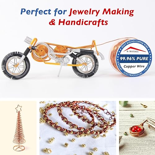 Miniatura 5 de Alambre de cobre 99.95% puro  calibre 10 0.098 in  19 pies, carrete de 0.55 libras  Alambre de cobre suave C11000 para manualidades, jardinería,