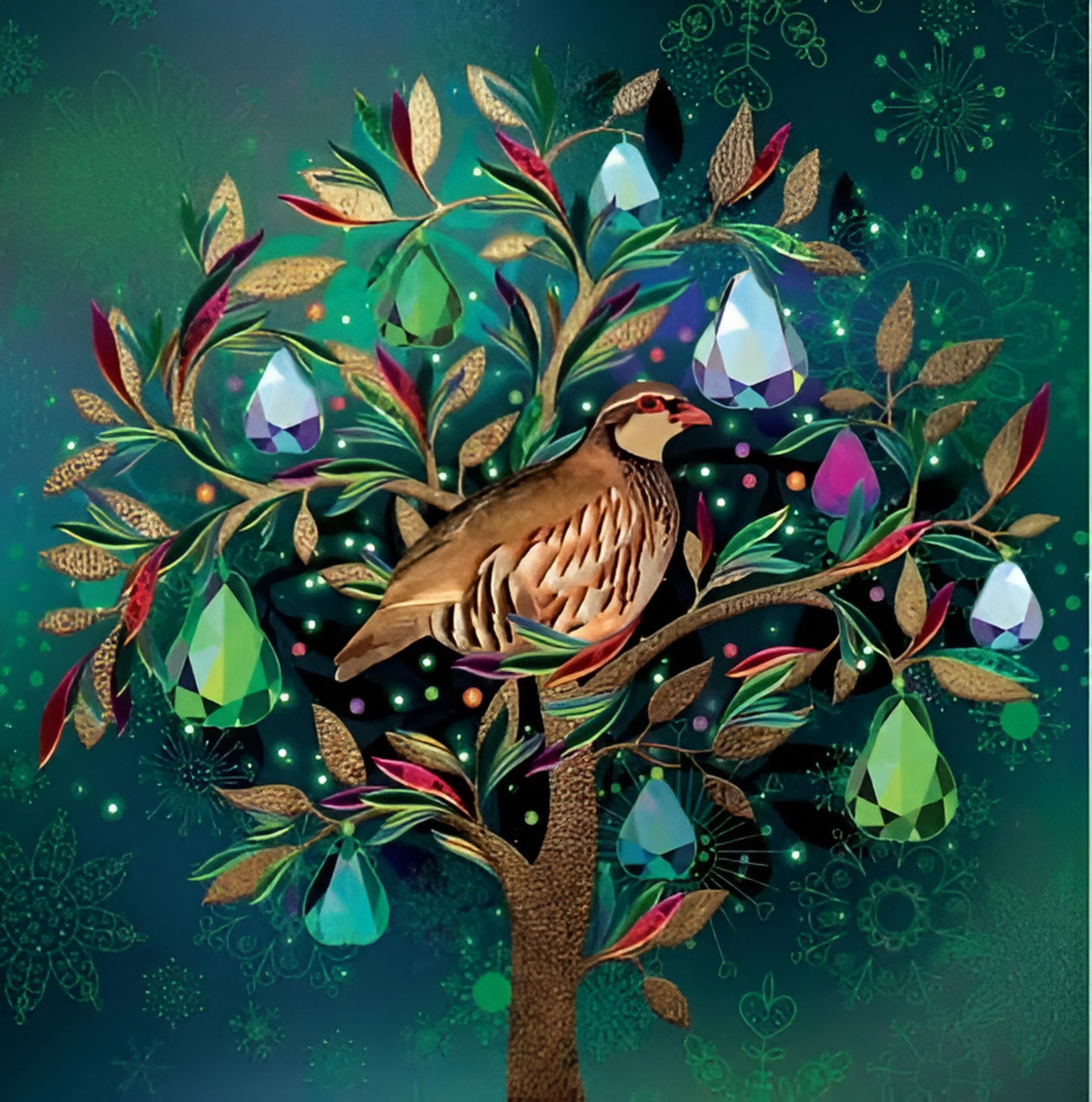 Noel Tatt Charity Christmas Cards Pack of 10, Charity Christmas Cards with Partridge in a Pear Tree Design