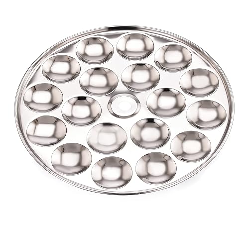 Expresso Mini Idli Plate – Stainless Steel, Thick Gauge, 19.4 cm, 1 Piece, Fits All Idli Makers & Cookers, Non-Stick, Perfectly Steamed 18 Idlis
