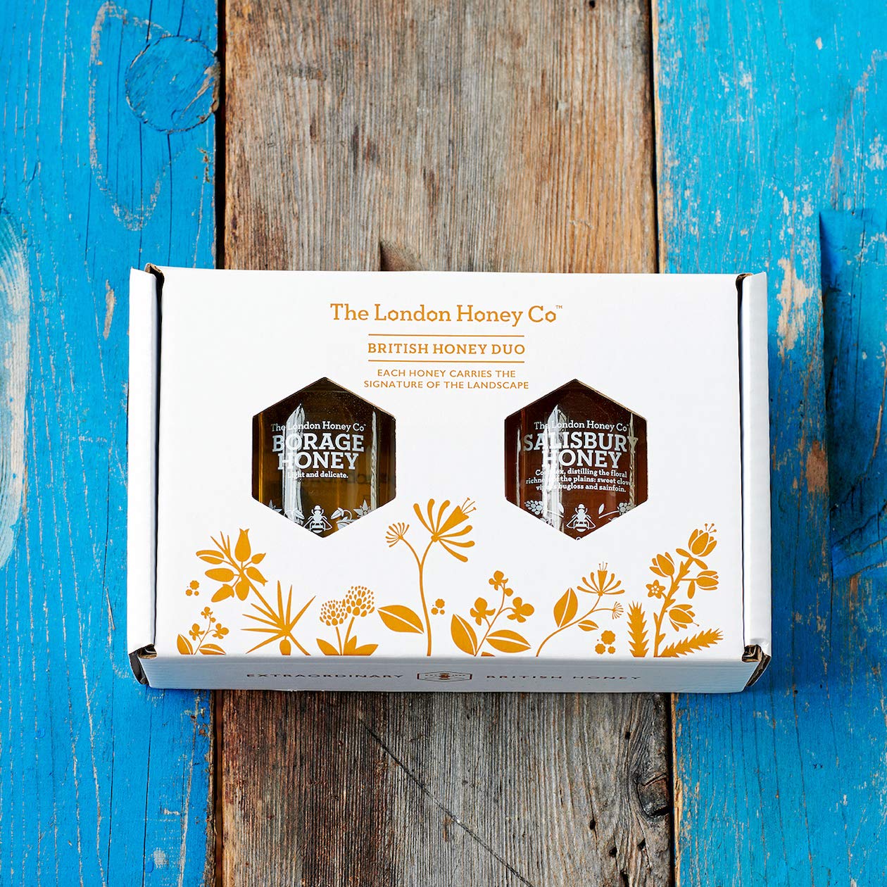The London Honey Co British Honey Duo (250g x 2 Jars) + Wooden Dipper