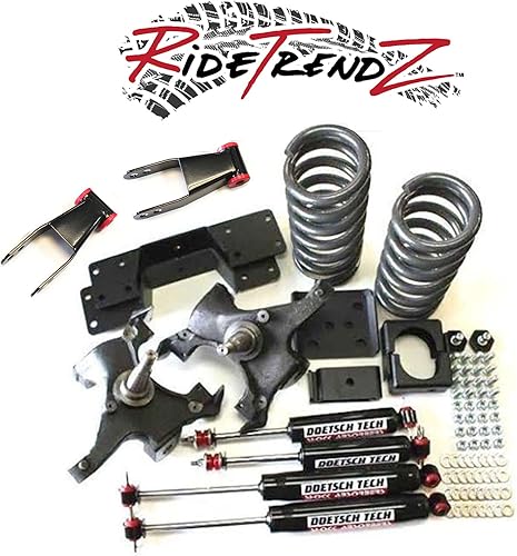 RTZ - Compatible con Chevy Chevrolet GMC C10 Pickup Truck 73-87 Kit de bajada de 5 pulgadas de husillos delanteros y resortes helicoidales + kit de