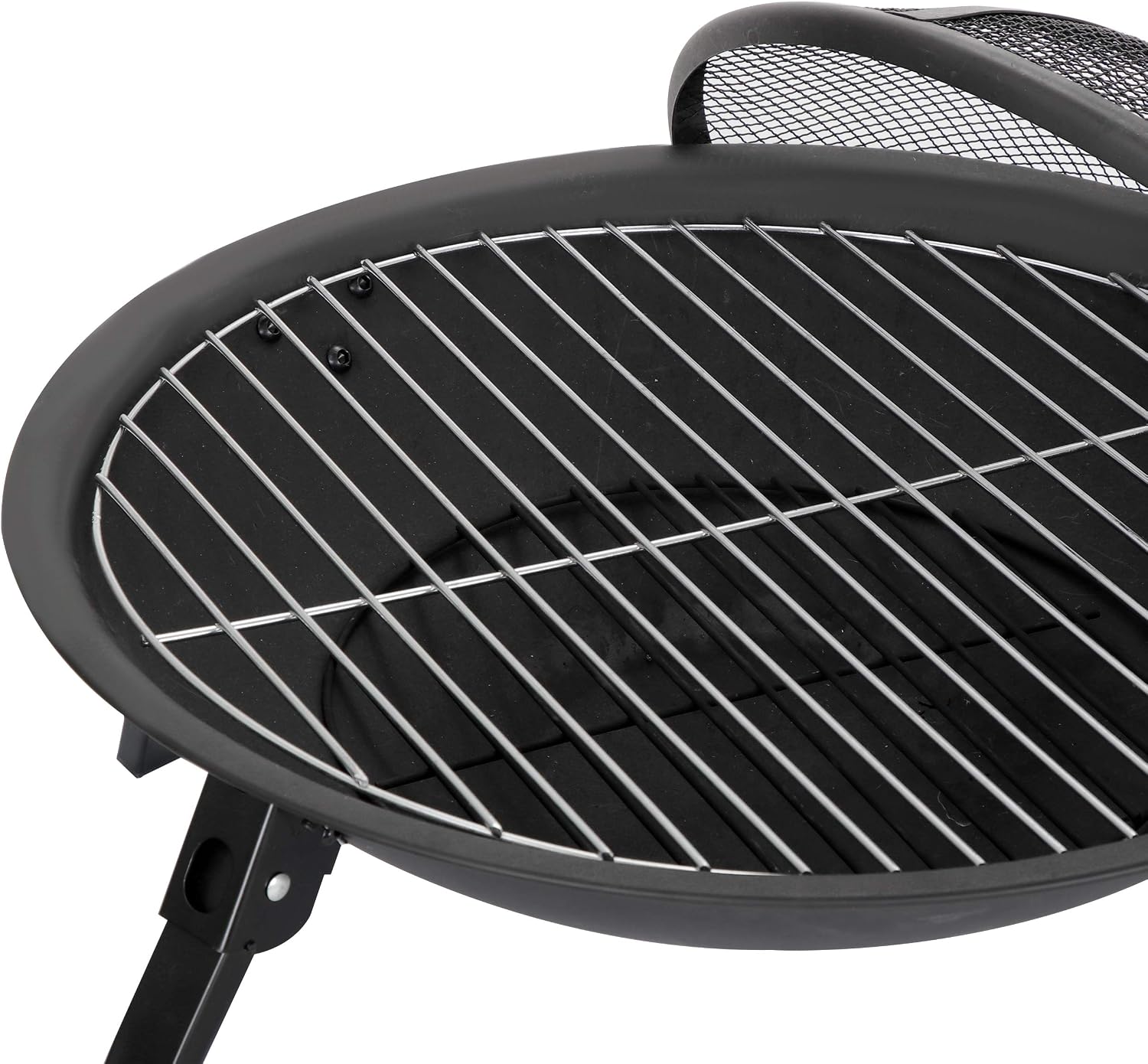 F2C 22 inch Folding Fire Pit Wood Burning Fireplace BBQ Grill Steel Round Bowl w/Mesh Spark Screen Cover Lid, Log Grate, Poker for Patio Backyard Garden Camping Traveling Picnic Bonfire