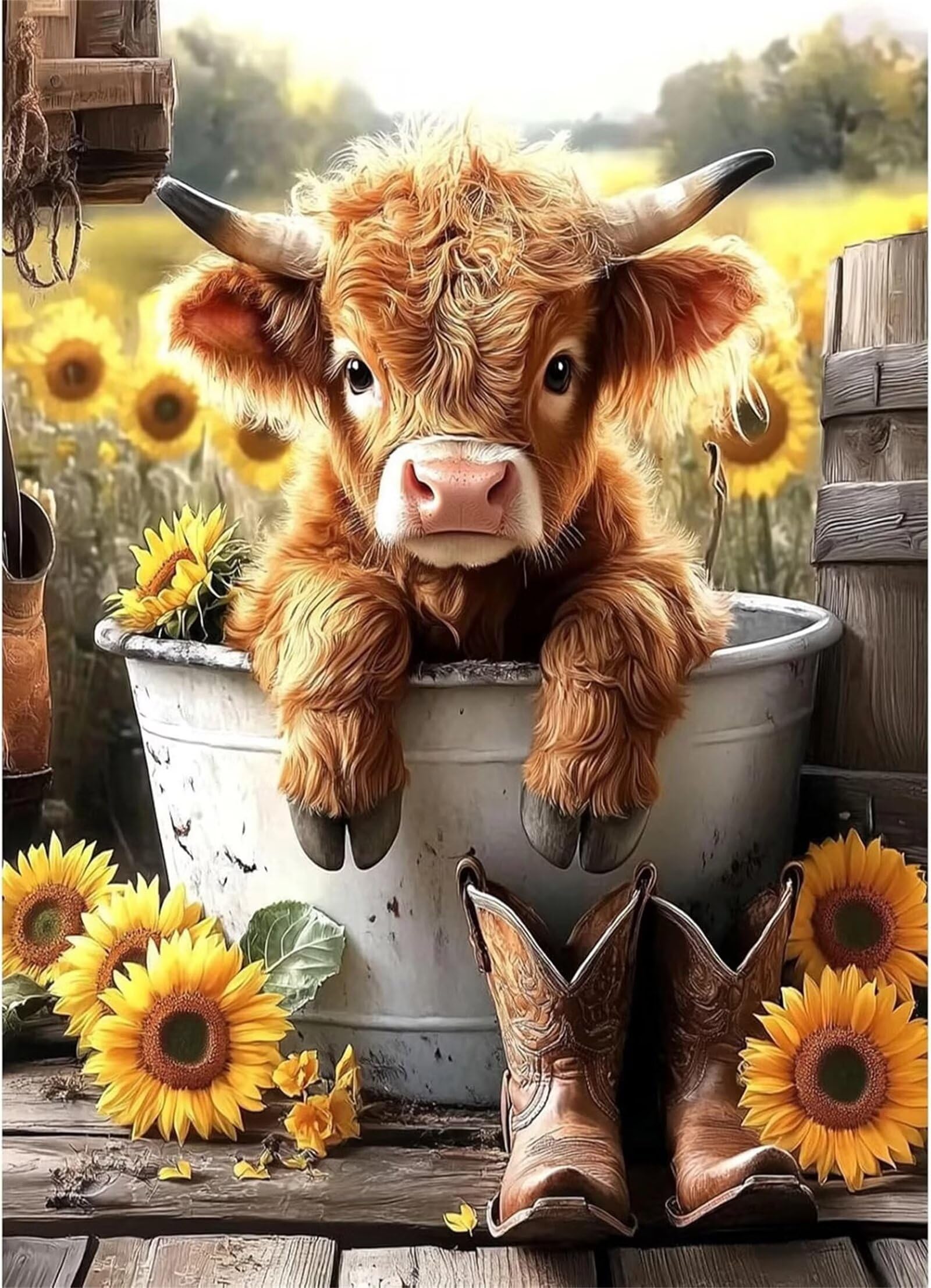 2000 Teile Puzzle Für Erwachsene,Sonnenblumenkuh DIY-Puzzle,Kreative Unterhaltung, Spaß, Klassisches Puzzles Familienspiele