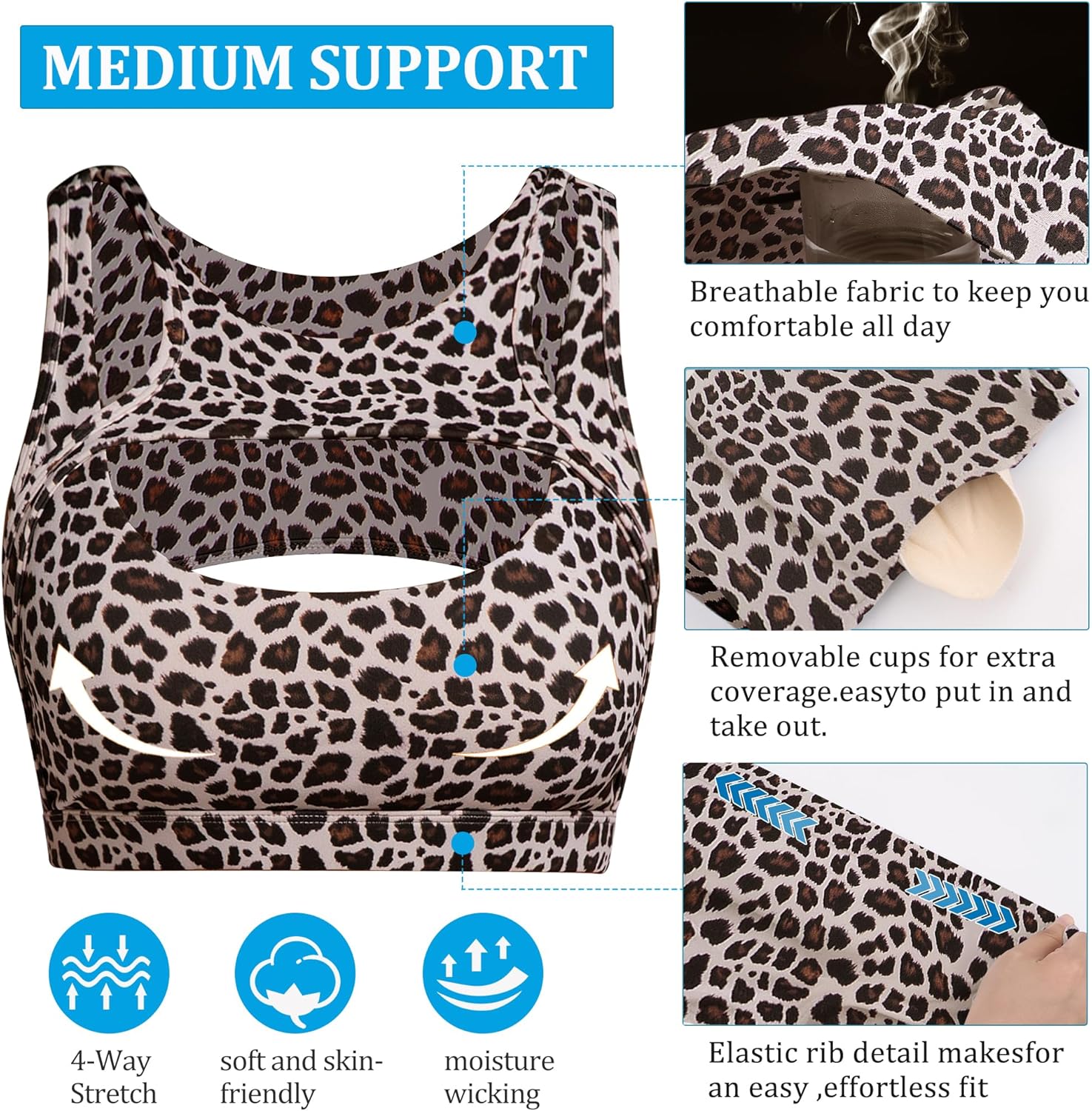 Betaven Push up Sports Bra for Women Sexy Hollow Crop Tops with Removable Cups Workout Fitness Yoga Bra Medium Support - Image 4