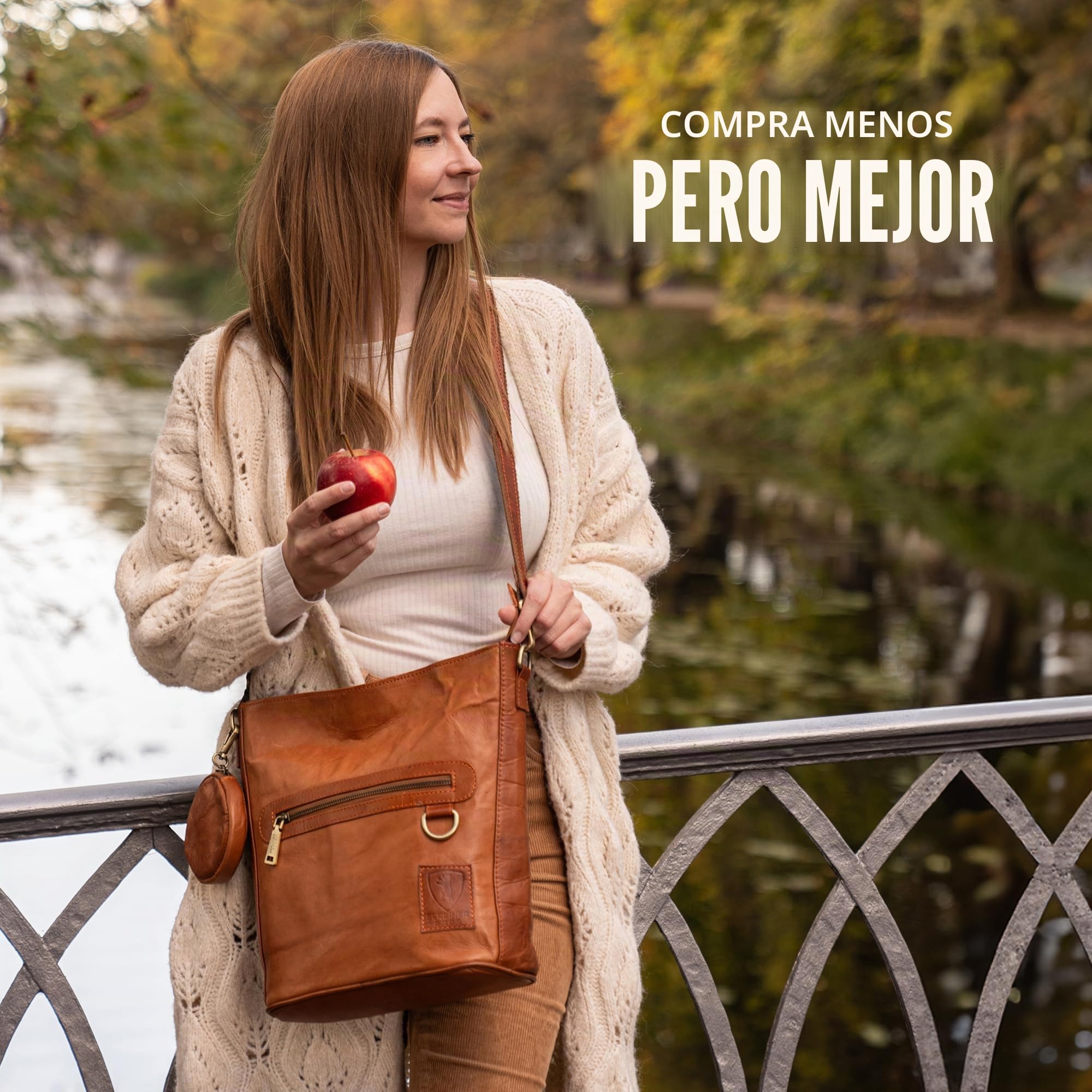 Berliner Bags Siena Bolso Bandolera Hobo Mujer Piel Auténtica Mediano YKK