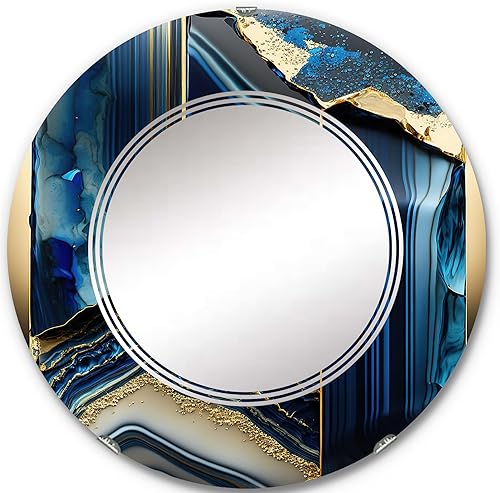Miniatura 6 de DesignQ Abstract Geode Geometric Blue III - Espejo de tocador, espejos de baño, espejos de pared para sala de estar, dormitorio, espejo ovalado,