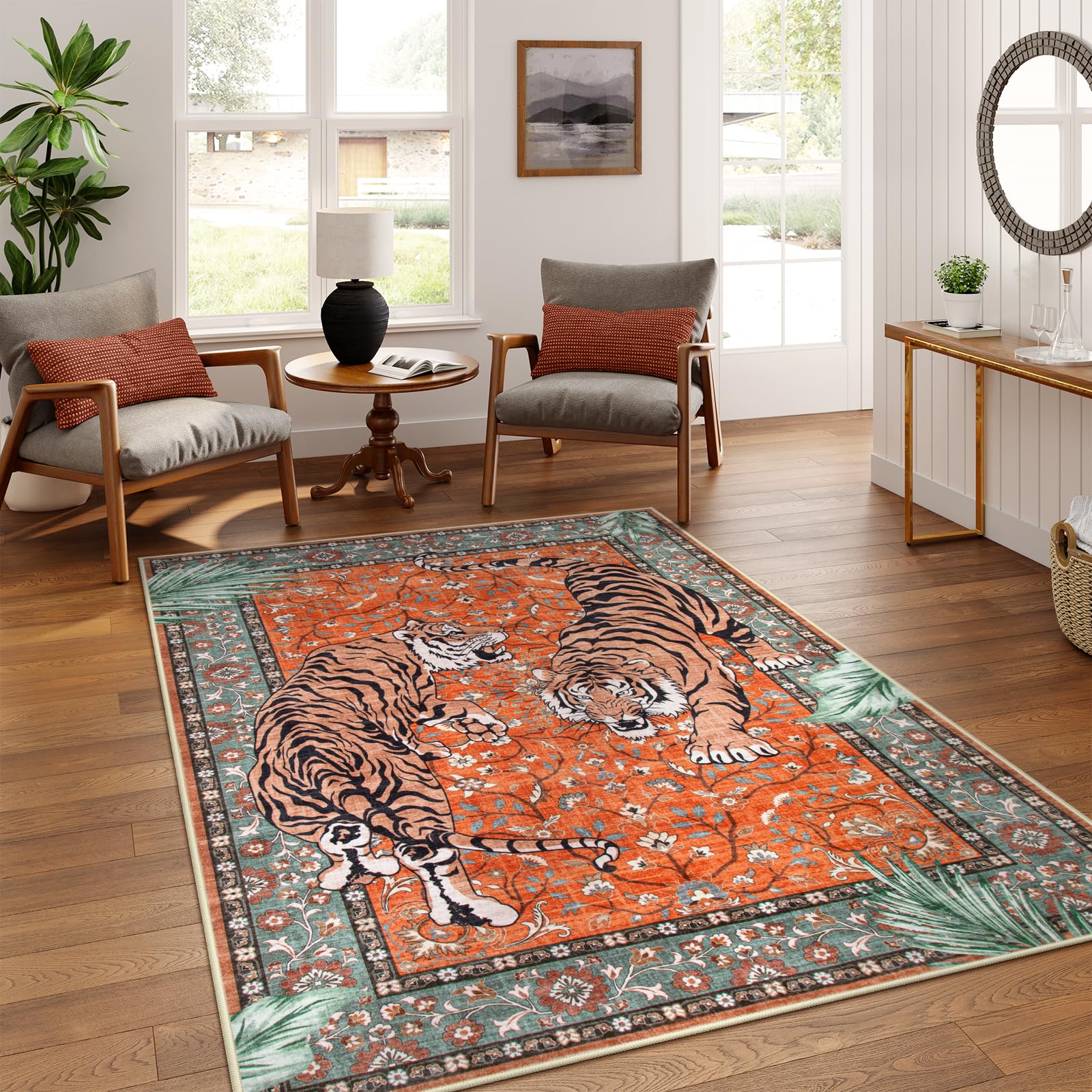 Moynesa Tiger Faux Wool Rug