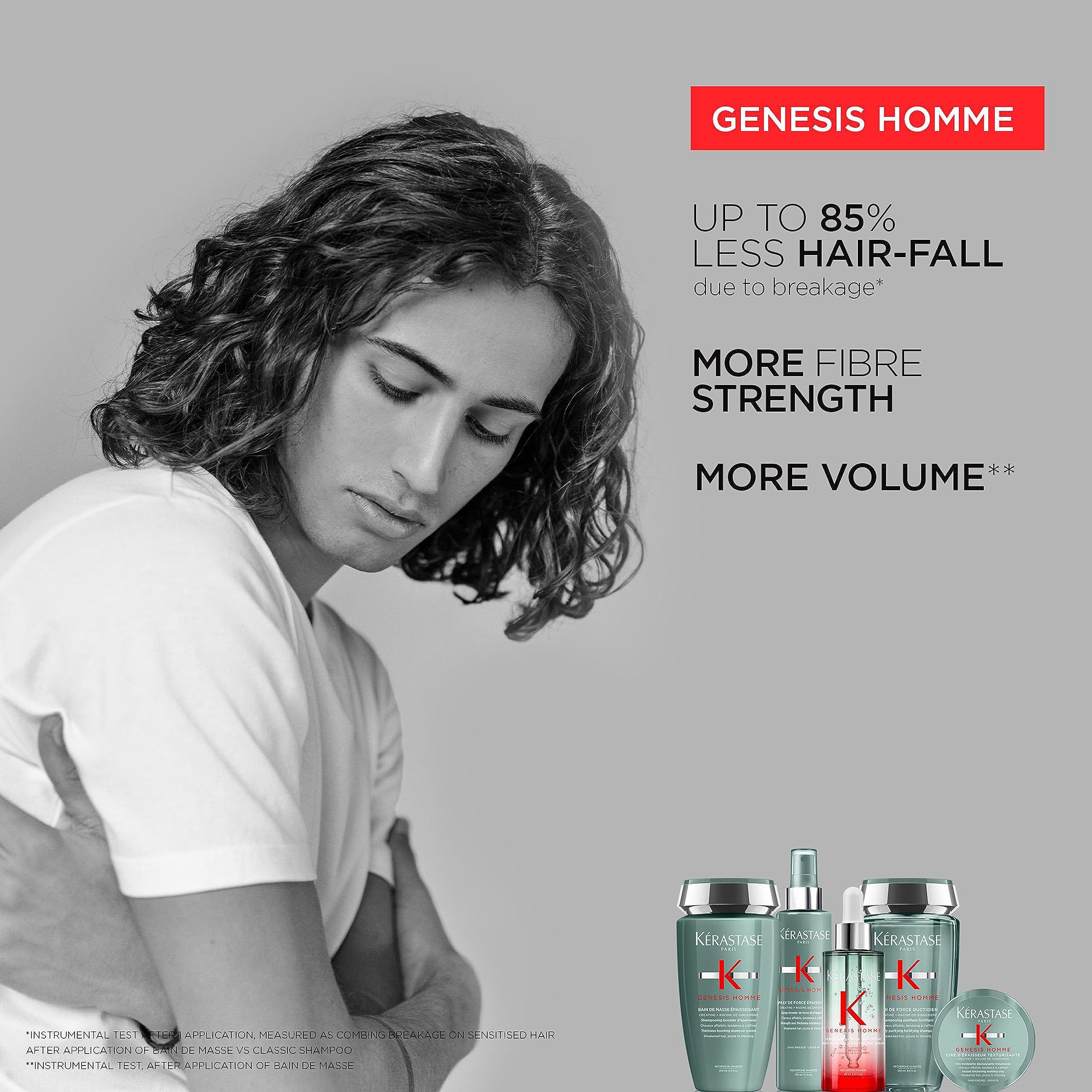 Kérastase | Genesis Homme, Shampoo per Capelli + Genesis Homme, Spray Fortificante + Genesis Homme, Cera Ispessente Texturizzante + Genesis Homme, Siero per Capelli Indeboliti