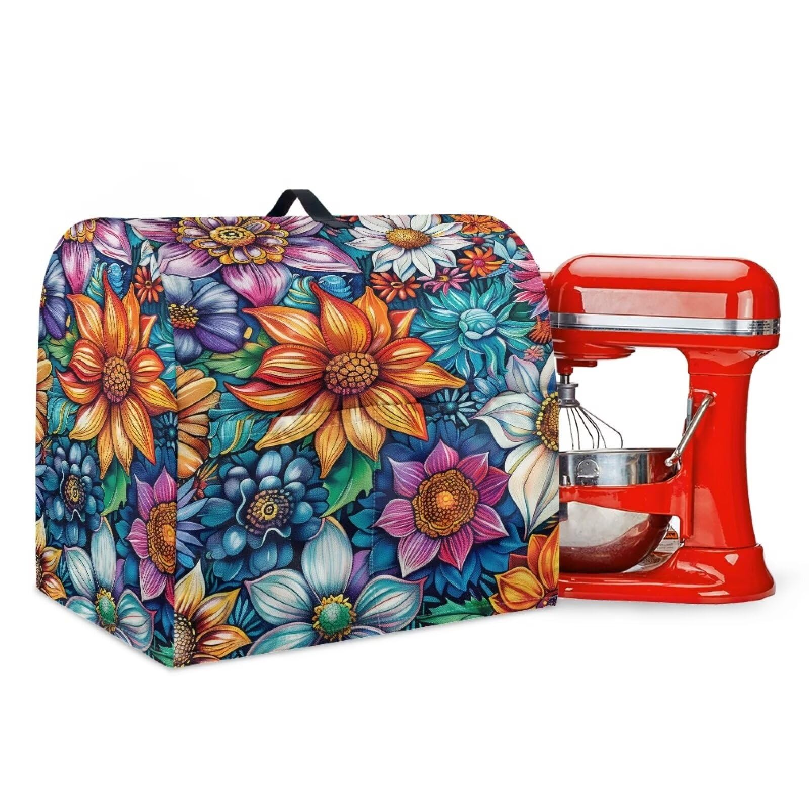 GLENLCWE Boho Floral Blossoms Stand Mixer Cover Compatible with 6-8 Quart Kitchen Aid Mixer Dust Proof Cover with Pocket fits All Tilt Head & Bowl Lift Models Kitchen Appliance