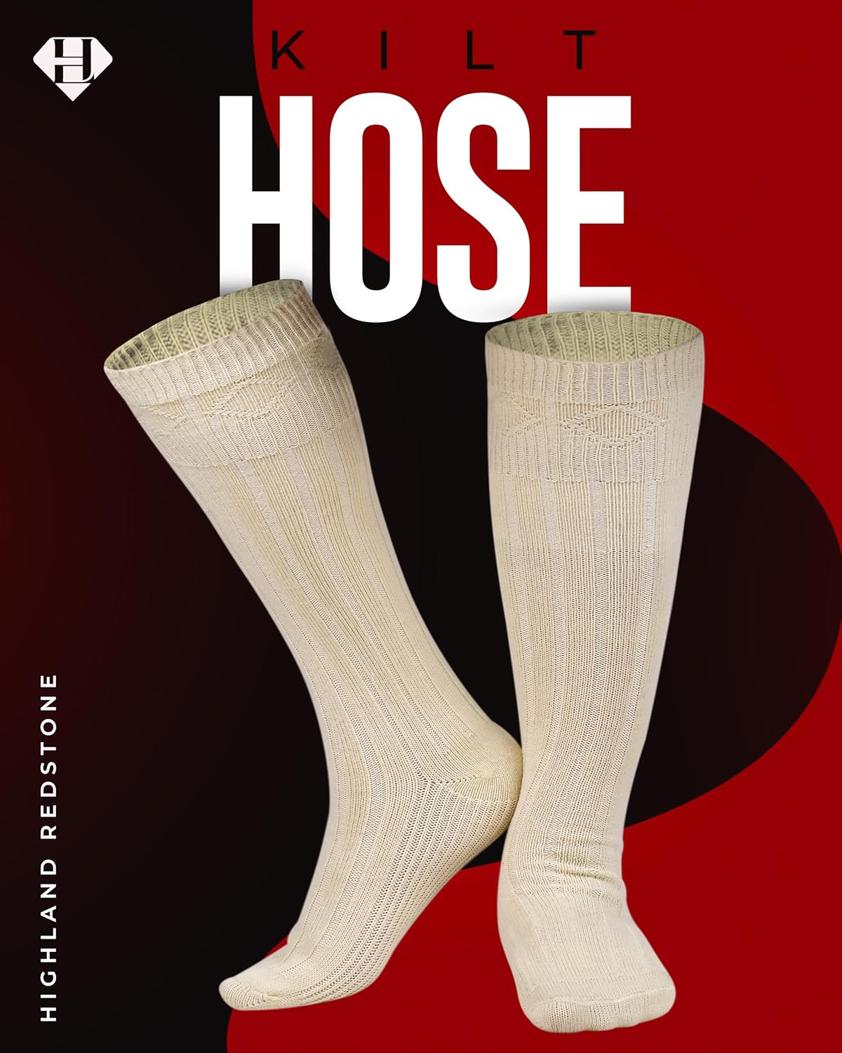 Highland Scottish Wool Blend Kilt Hose for Men Ribbed Socks for USA Shoe Sizes - Image 3