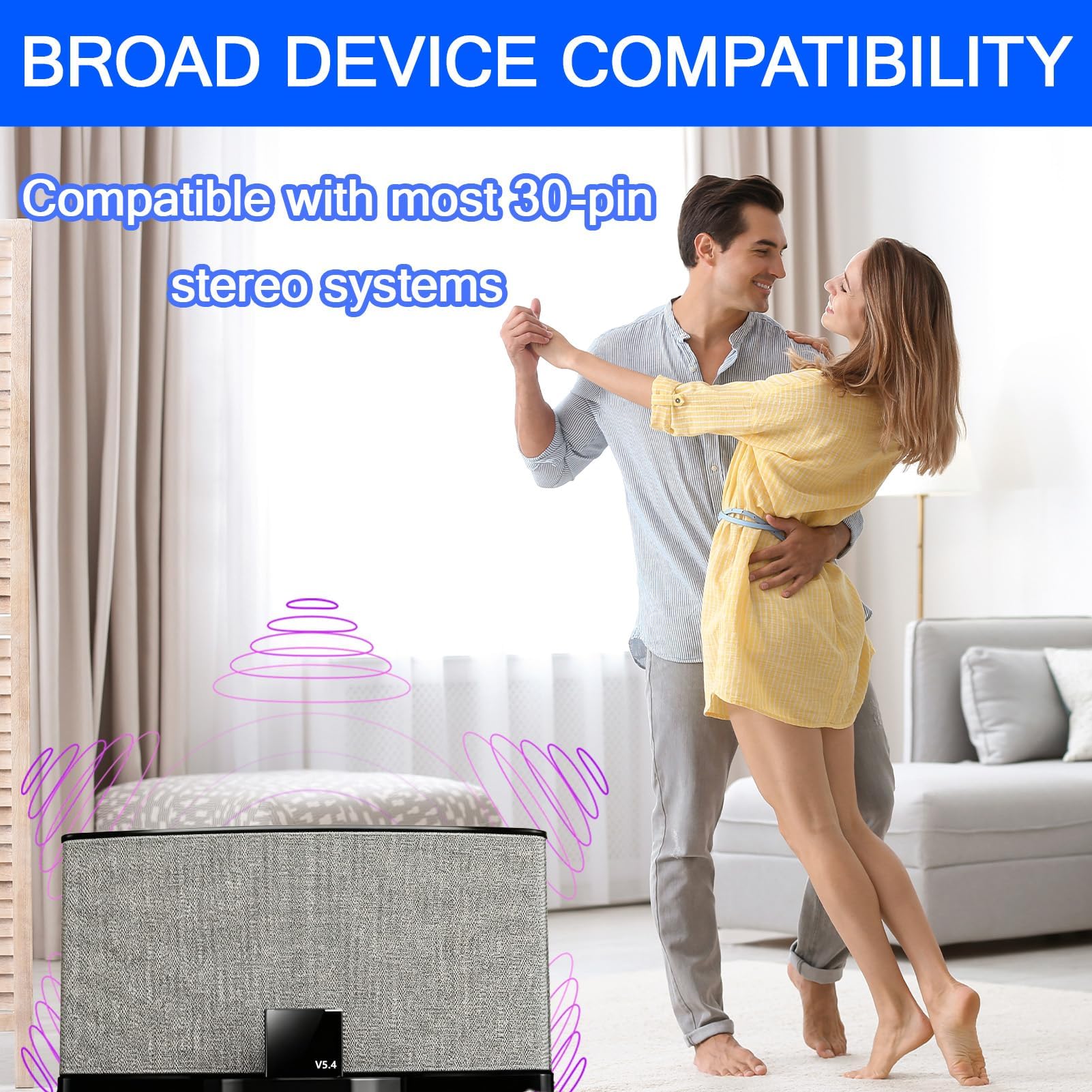 30-pinowy adapter Bluetooth 5.4 do Bose SoundDock, przenośny mini odbiornik muzyczny do iPhone'a/iPoda, 30-pinowe stacje dokujące do odtwarzaczy muzycznych, nie nadaje się do samochodów ani motocykli