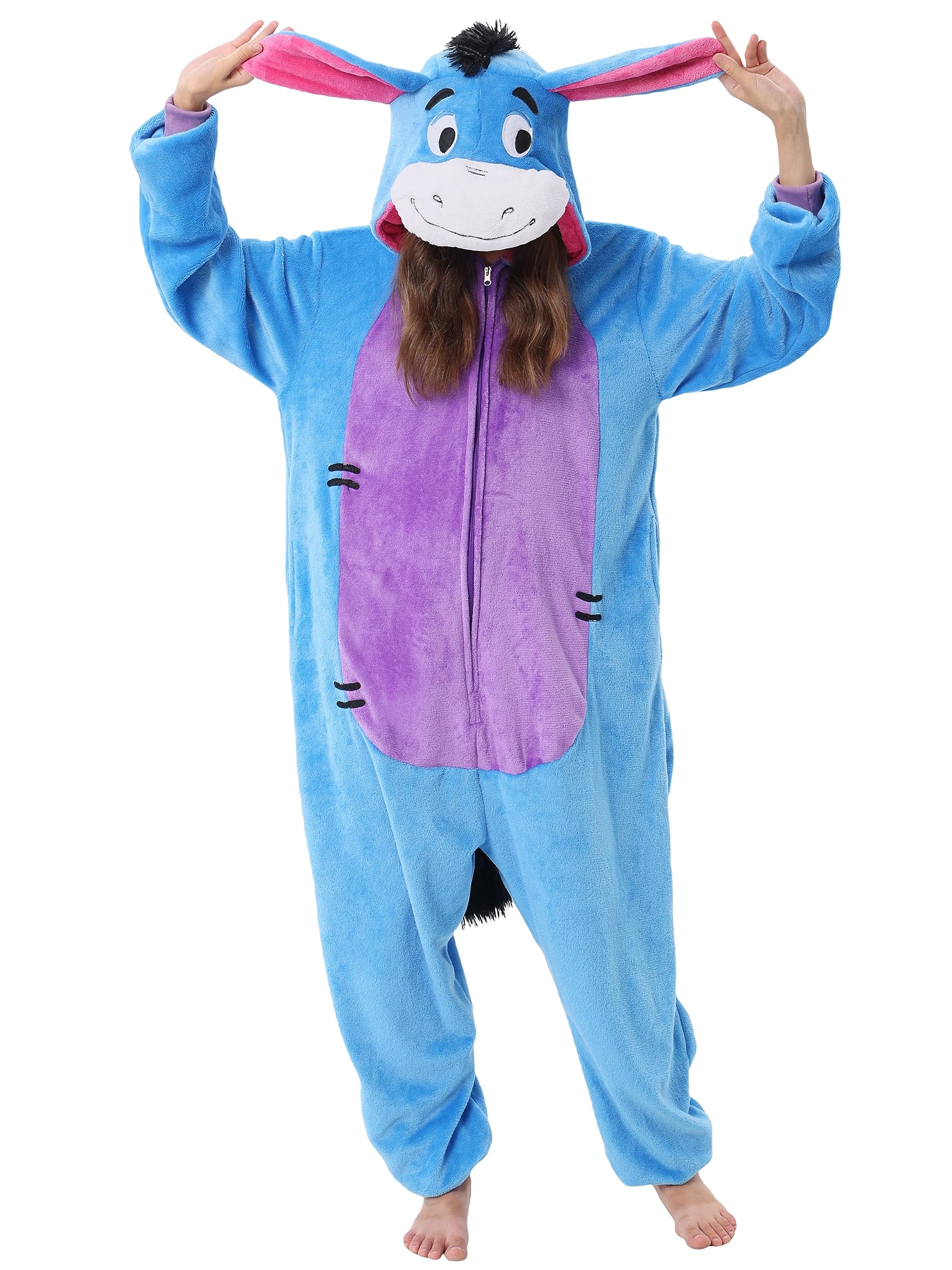 QSTYLEAdult Animal Onesie Halloween Costume,One Piece Cosplay Suit for Women and Men