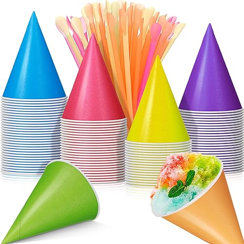 Boao 100 Sets 6 oz Snow Cone Cups and Spoon