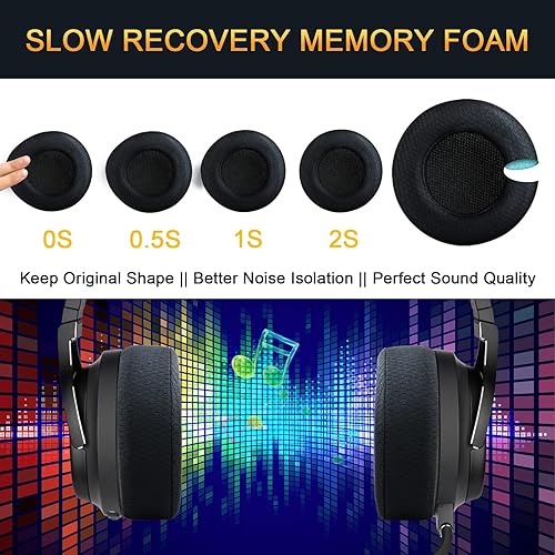 Miniatura 5 de Almohadillas de repuesto mejoradas para auriculares Corsair Virtuoso RGB Wireless SE XT, tela premium, espuma viscoelástica más suave, grosor