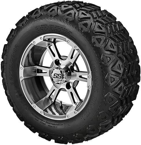 Miniatura 1 de RM Cart golf cart accessories - 12 Raptor Gun Metal Grey on 22x11-12 Black Trail Tires Set of 4 fits Standard Lug Nuts