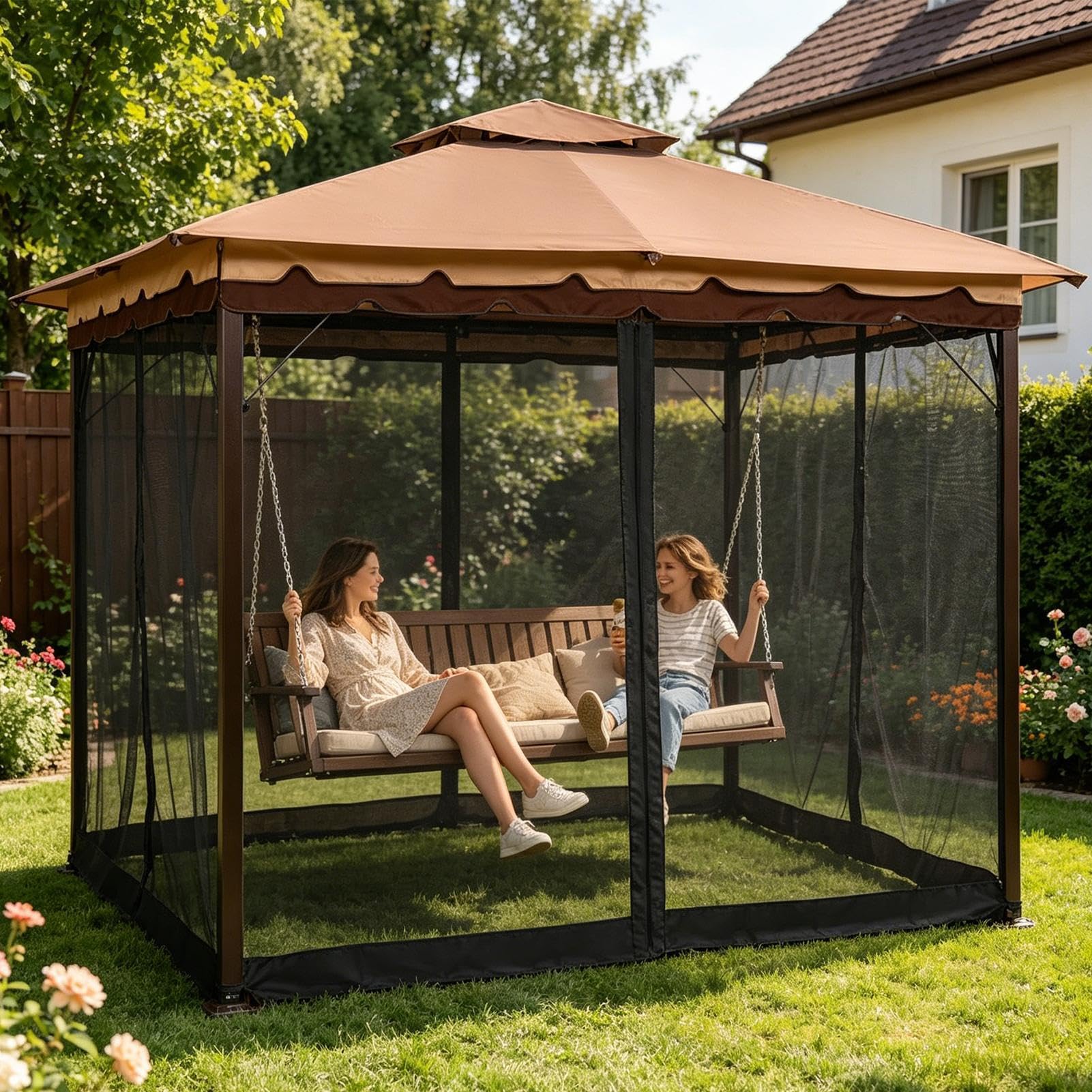 Zanzariera Patio Copertura Grande 3,66x3,66 m Pieghevole Portatile | Rete Patio Anti-punture Per Uso Interno Ed Esterno In Casa, Camera Da , Giardino, Portico, Cortile E Viaggio