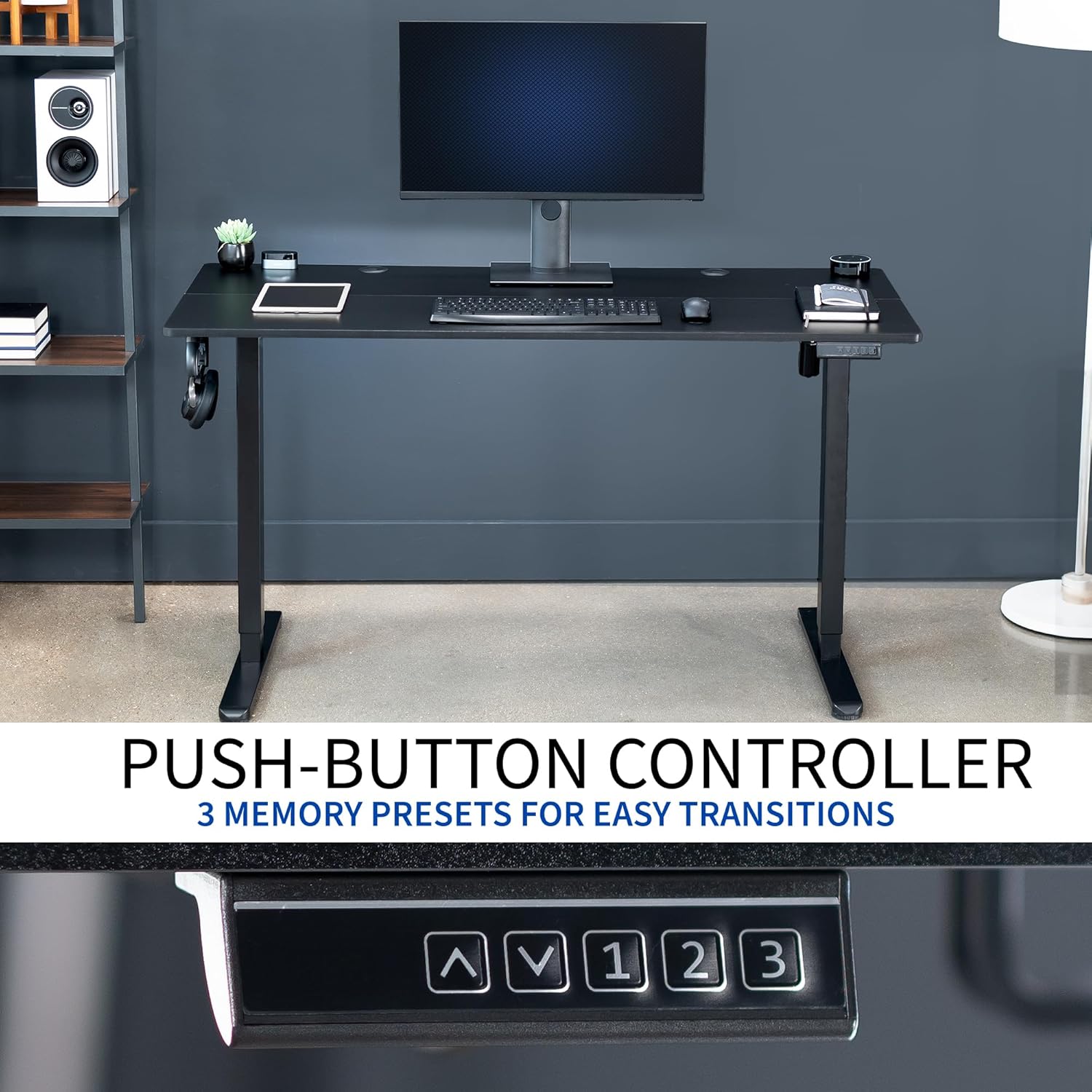 VIVO Electric 55 x 24 in Standing Desk, Memory Height Adjustment, Black Top Black Frame, DESK-E155TB